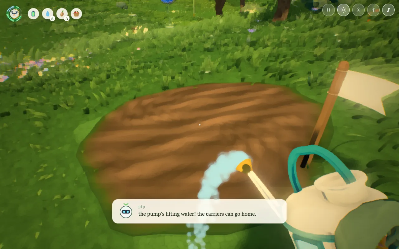 watering a bed with the ceramic watering can
